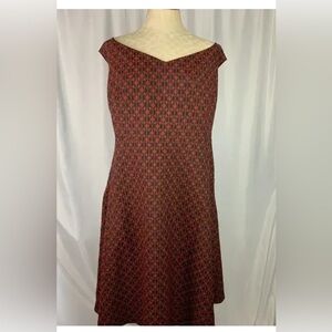 Eloquii Burgundy Patterned Cap-Sleeve Midi Dress